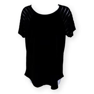 INC International Concepts Black Peekaboo Sleeve Blouse M